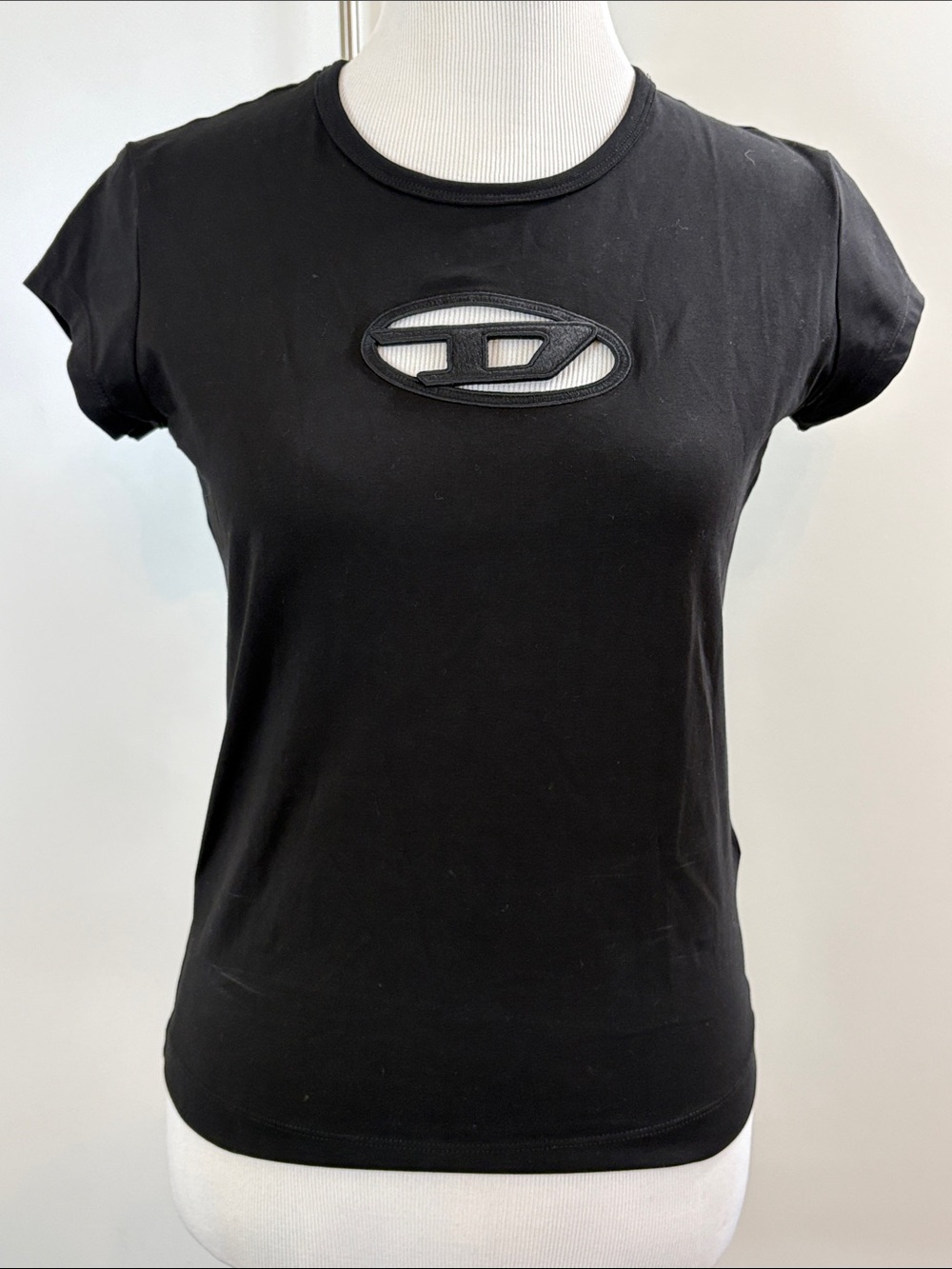 Diesel Black Short Sleeve Tee with Oval Mesh Cutout